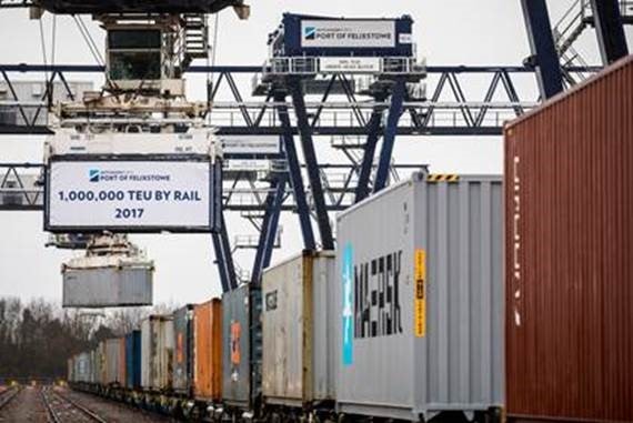 Port of Felixstowe Handles 1 million TEU by Rail