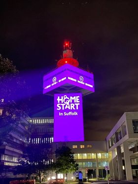 Martlesham BT Tower flies the flag of Suffolk family support charity