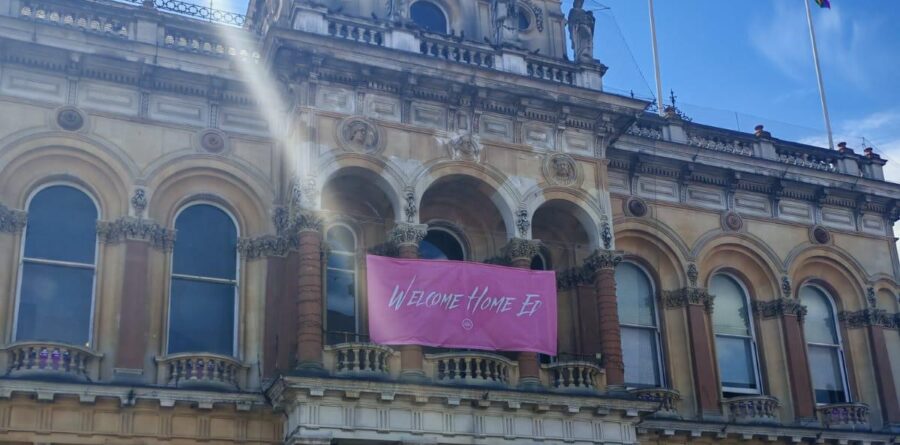 Ipswich Turns Pink to Welcome Ed Sheeran Home
